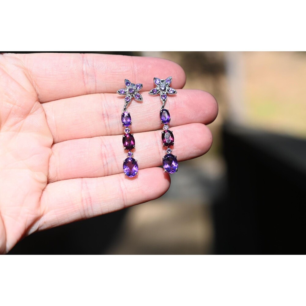 Amethyst and garnet earrings in 925 sterling silver